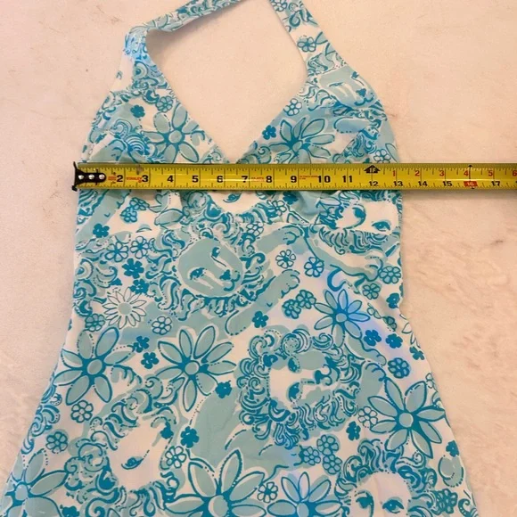 Lilly Pulitzer Halter Dress Size 0 Blue & White Lions - Picture 3 of 7